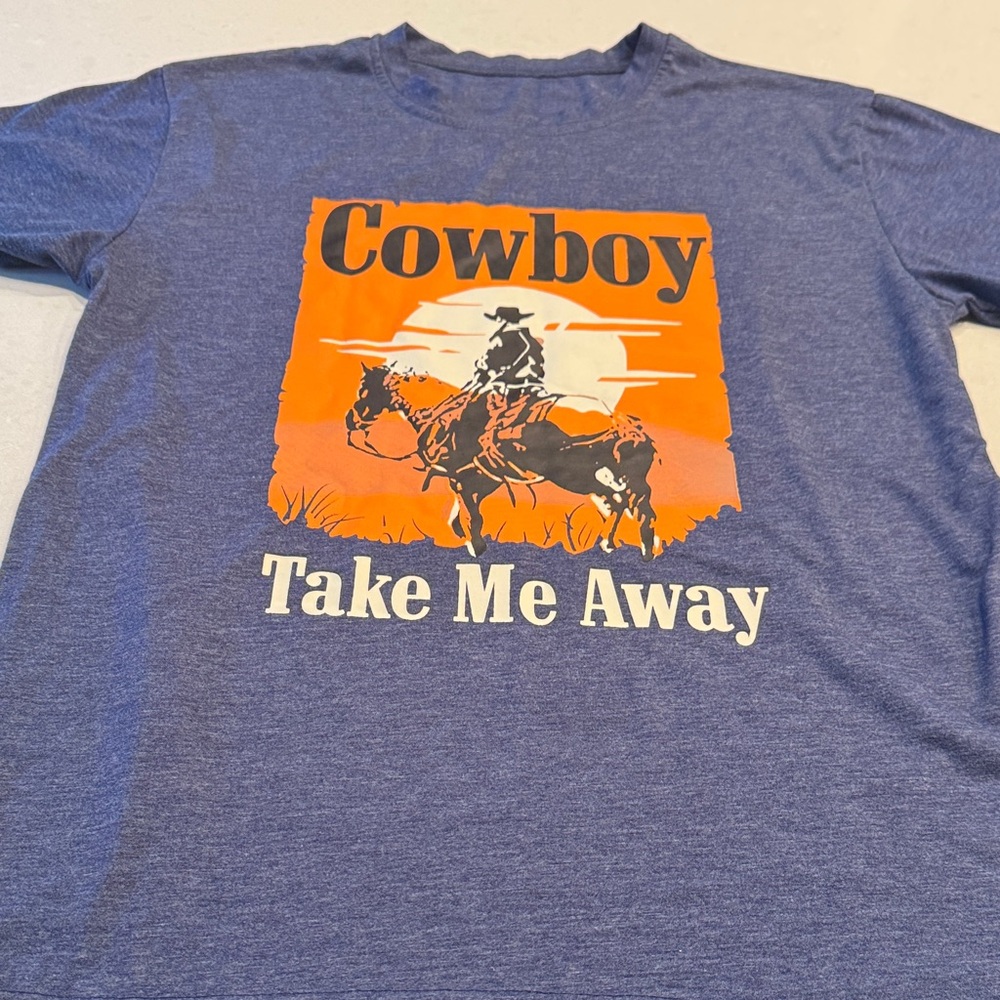 Cowboy Graphic Blue Tee